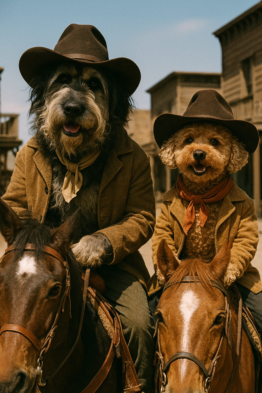 Alfred and Hudson as cowboys