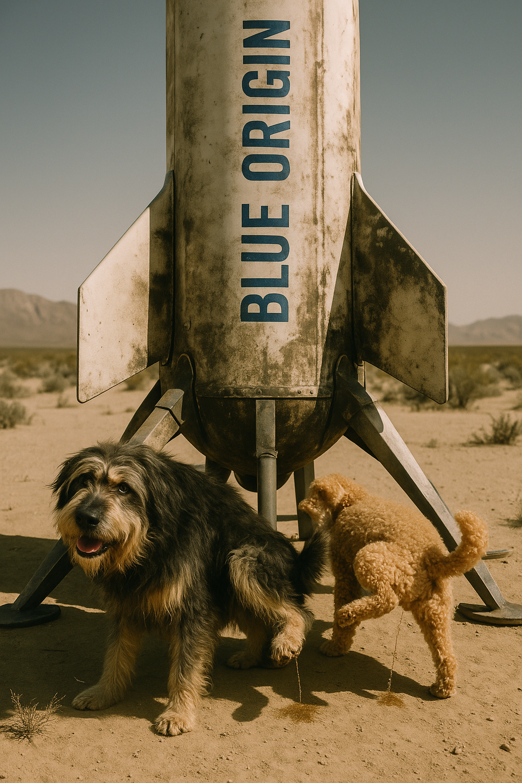 Alfred and Hudson at Blue Origin rocket